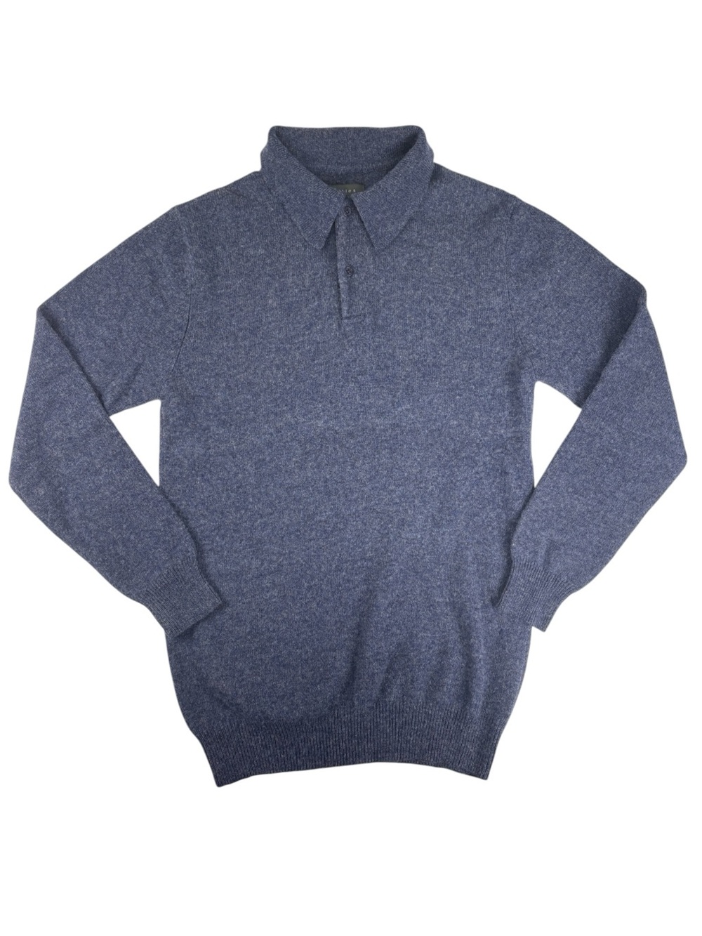 Vintage Men's Mantles Long Sleeve Wool Knit Polo Sweater Blue Heather Size Small